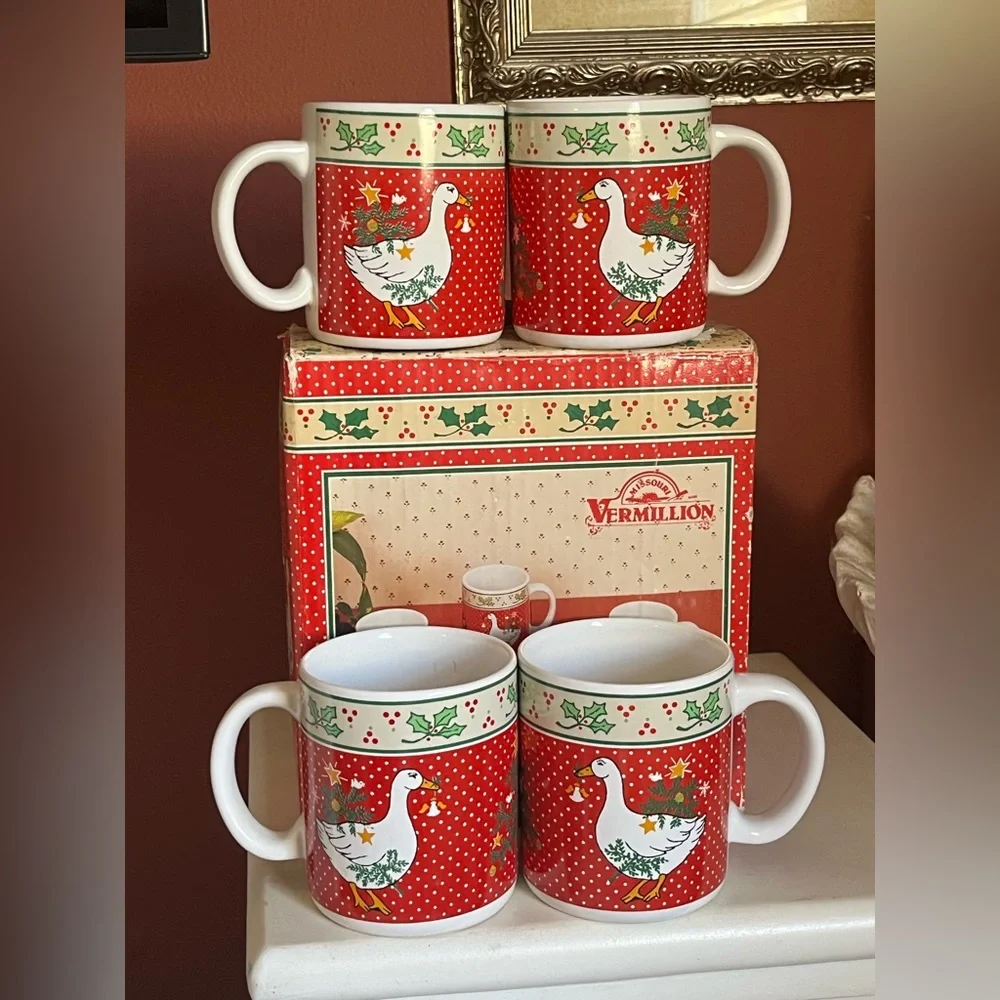 Vintage Christmas Holiday Duck Mugs
